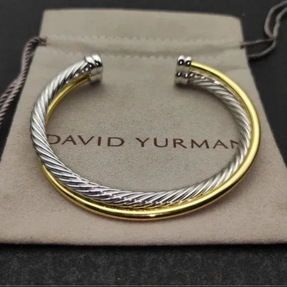 CROSSOVER TWO ROW CUFF BRACELET
Sterling Silver w/18K Yellow Gold, 5mm, Sz Med - Picture 1 of 3